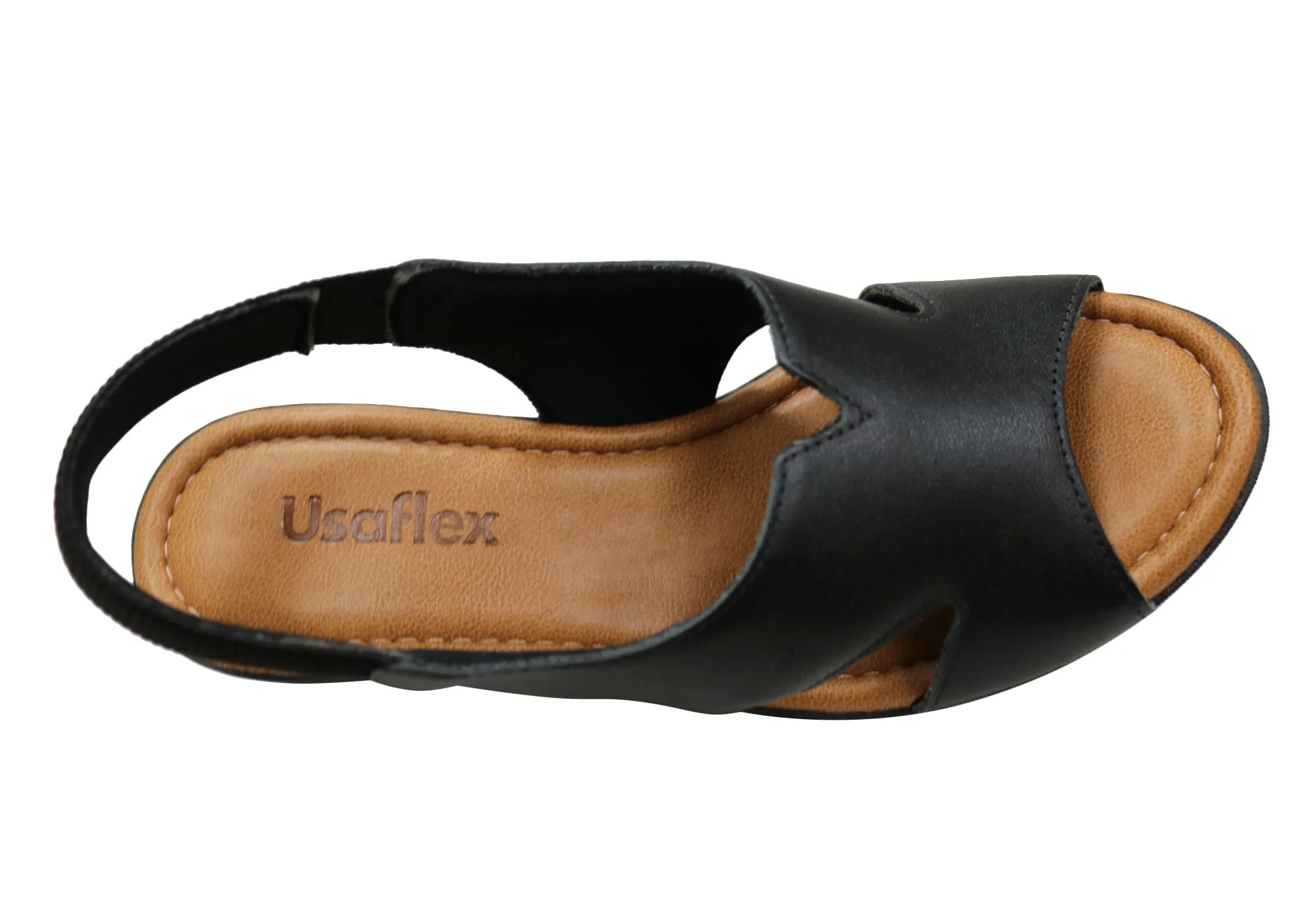 Sandales Plateforme Confort en Cuir pour Femme Usaflex Afton Fabriquées au Brésil Chaussures Usaflex