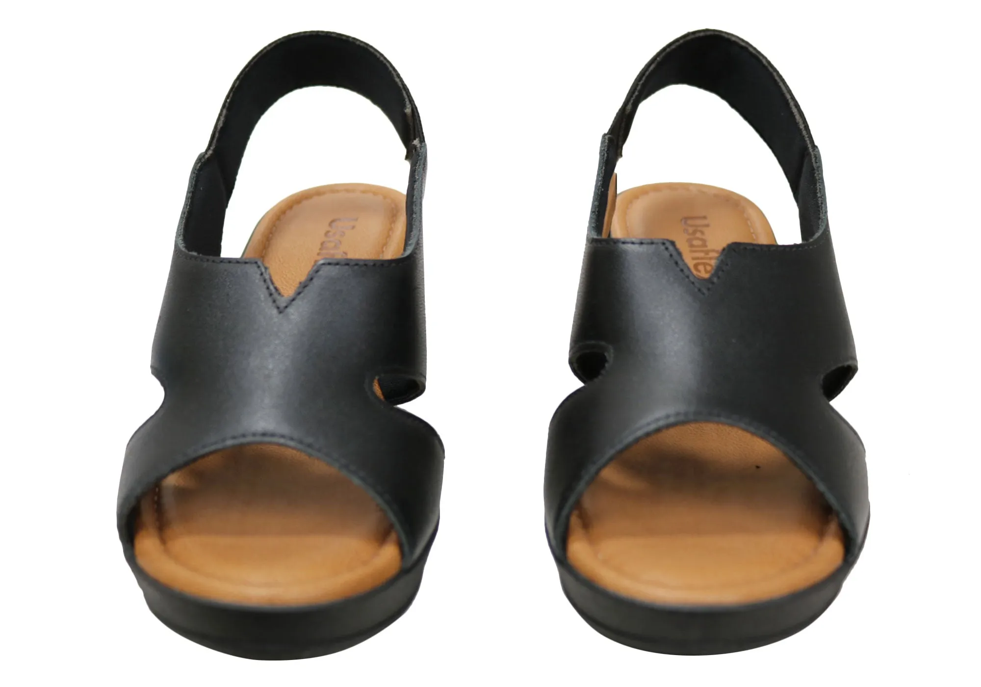 Sandales Plateforme Confort en Cuir pour Femme Usaflex Afton Fabriquées au Brésil Chaussures Usaflex