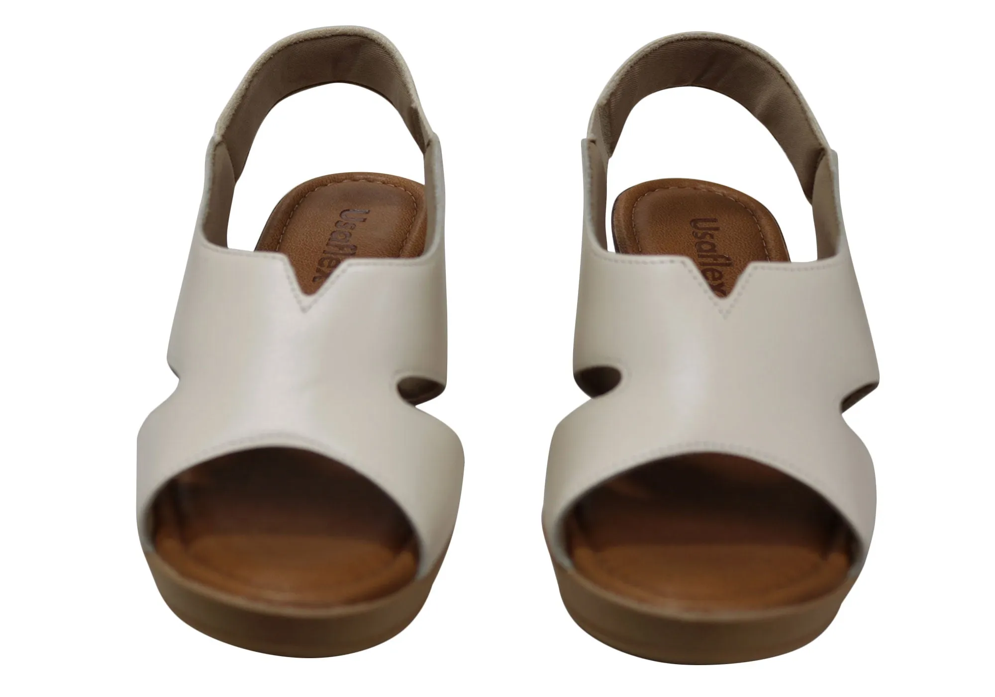 Sandales Plateforme Confort en Cuir pour Femme Usaflex Afton Fabriquées au Brésil Chaussures Usaflex
