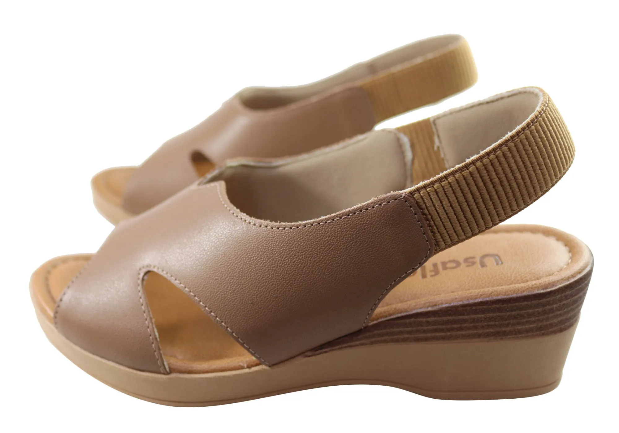 Sandales Plateforme Confort en Cuir pour Femme Usaflex Afton Fabriquées au Brésil Chaussures Usaflex