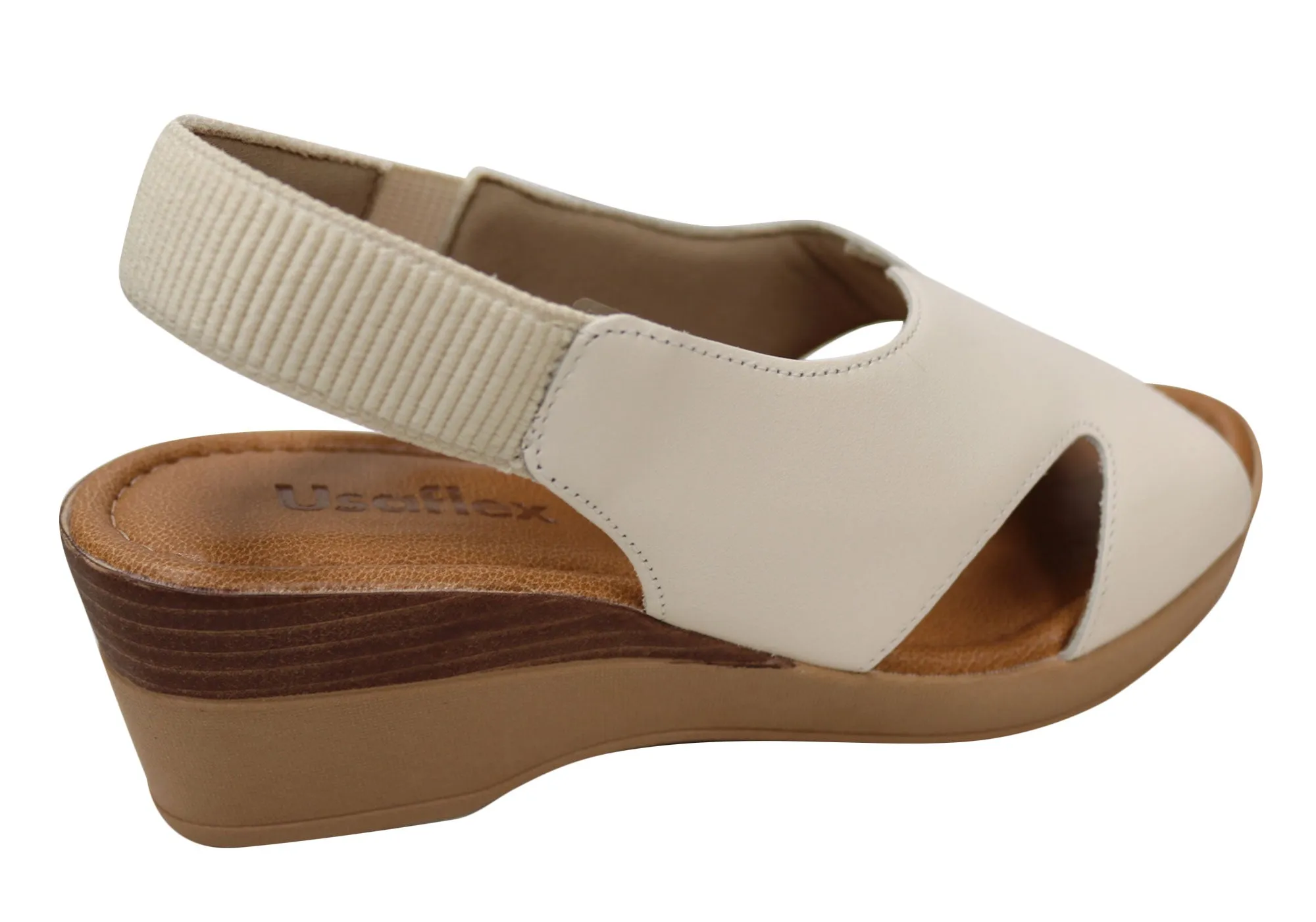 Sandales Plateforme Confort en Cuir pour Femme Usaflex Afton Fabriquées au Brésil Chaussures Usaflex