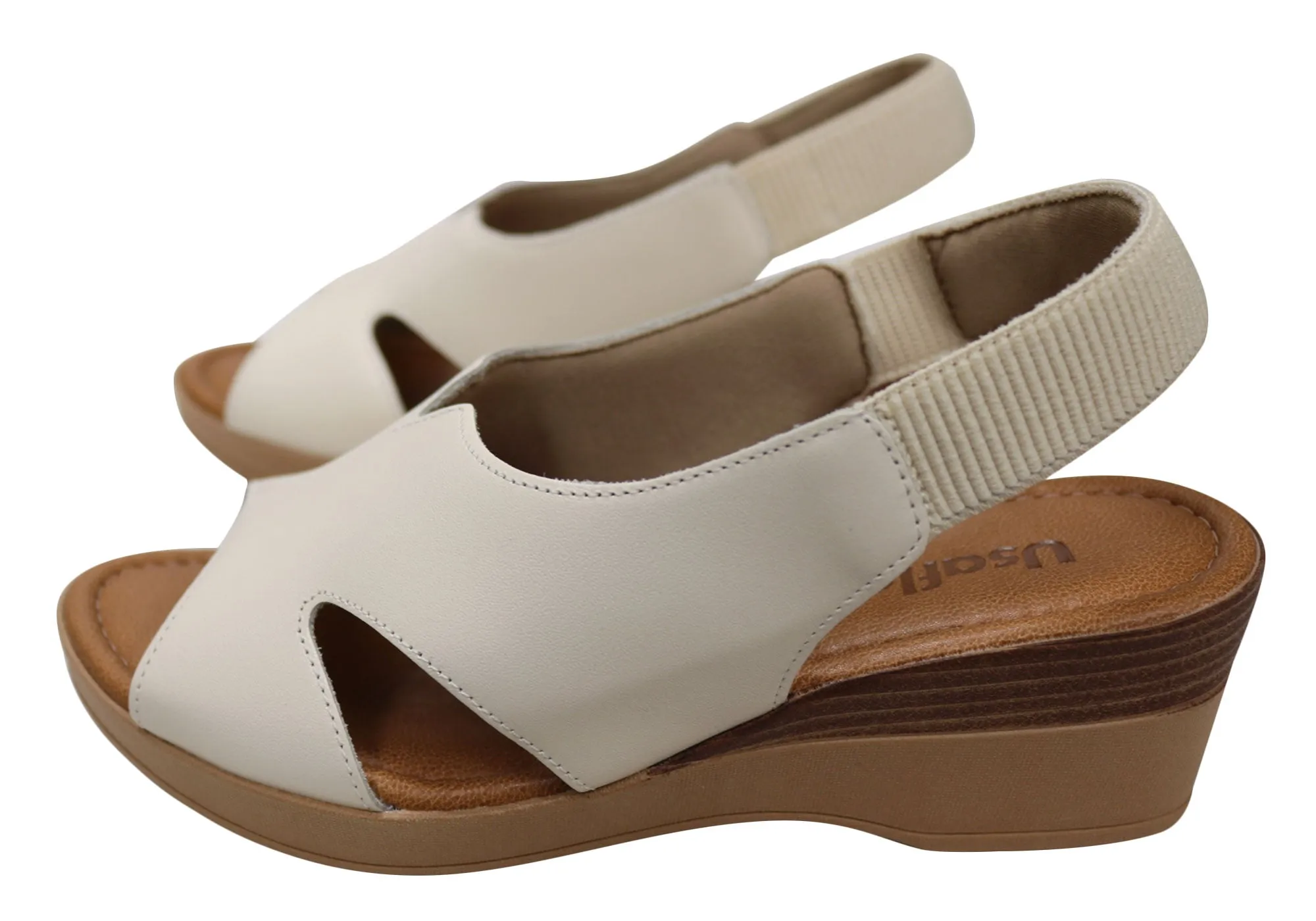 Sandales Plateforme Confort en Cuir pour Femme Usaflex Afton Fabriquées au Brésil Chaussures Usaflex