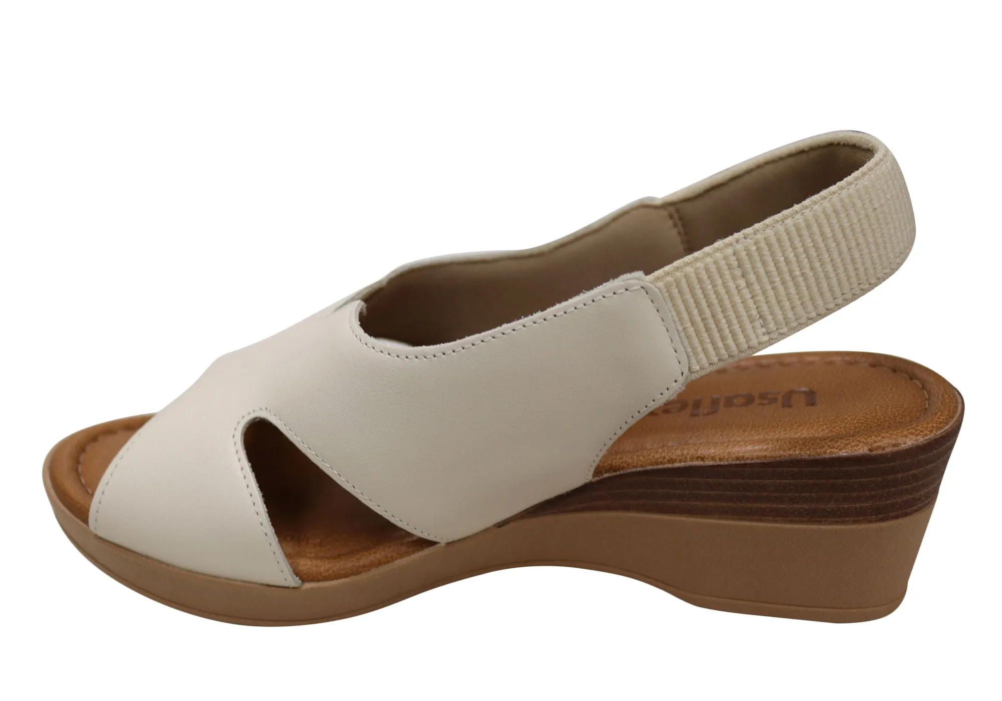 Sandales Plateforme Confort en Cuir pour Femme Usaflex Afton Fabriquées au Brésil Chaussures Usaflex
