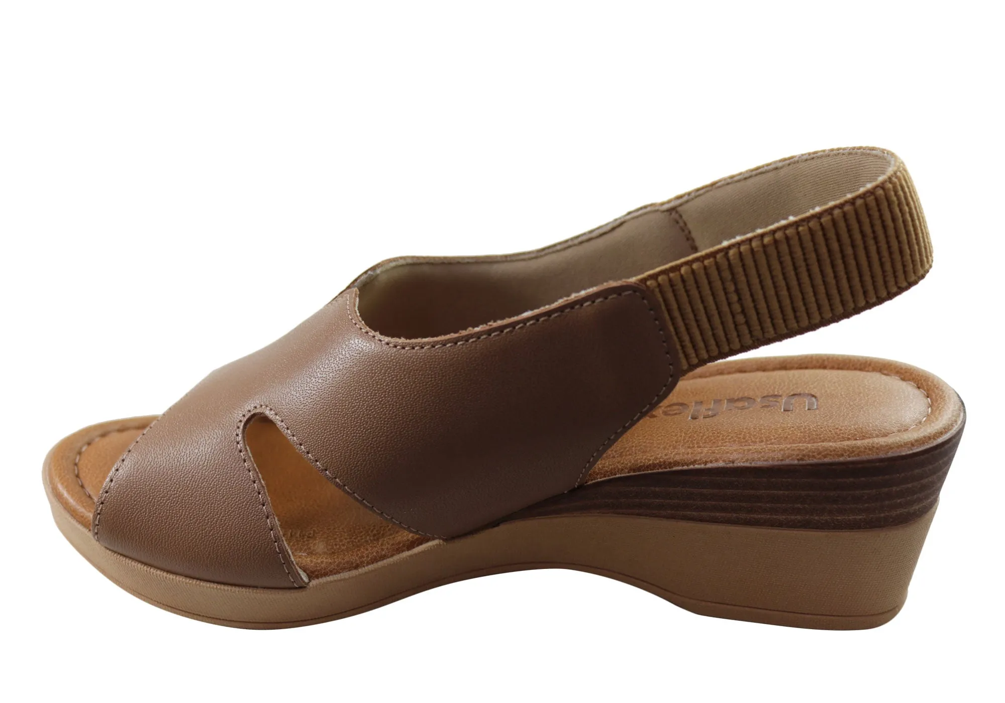Sandales Plateforme Confort en Cuir pour Femme Usaflex Afton Fabriquées au Brésil Chaussures Usaflex