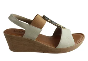 Usaflex Analise Womens Comfort Cushioned Wedge Sandals Made In Brazil Usaflex Shoes