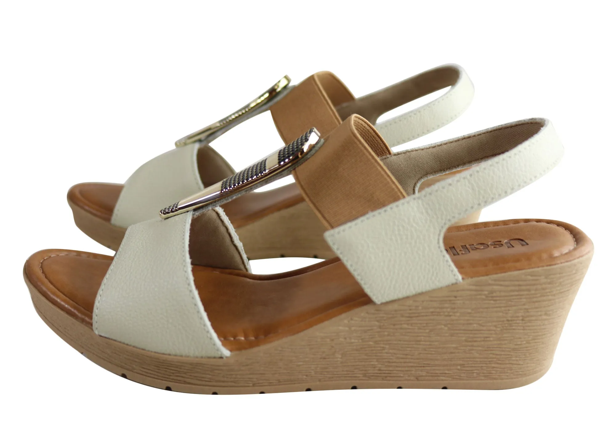 Sandales compensées confortables pour femmes Usaflex Analise avec coussin, fabriquées au Brésil, chaussures Usaflex
