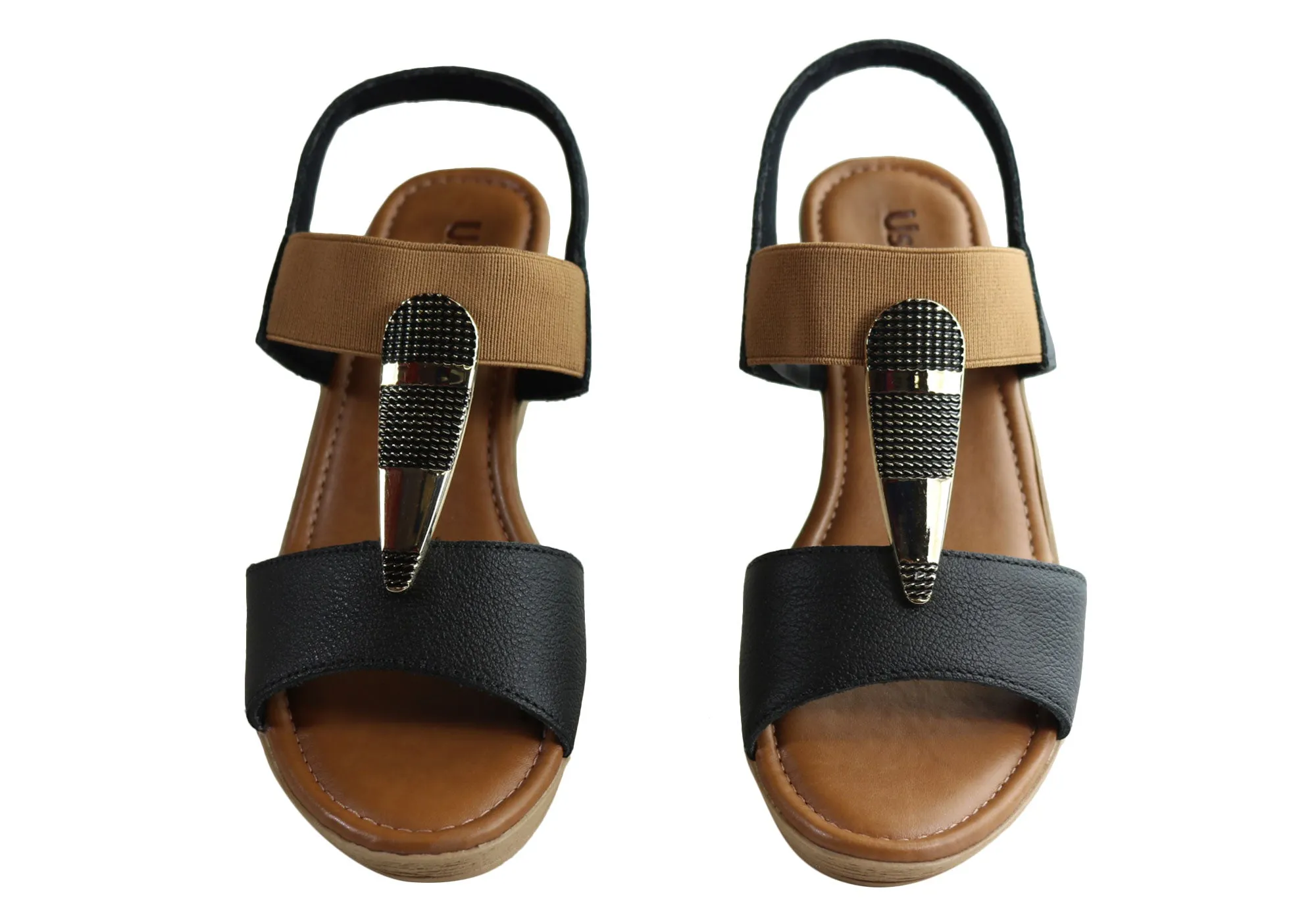 Sandales compensées confortables pour femmes Usaflex Analise avec coussin, fabriquées au Brésil, chaussures Usaflex