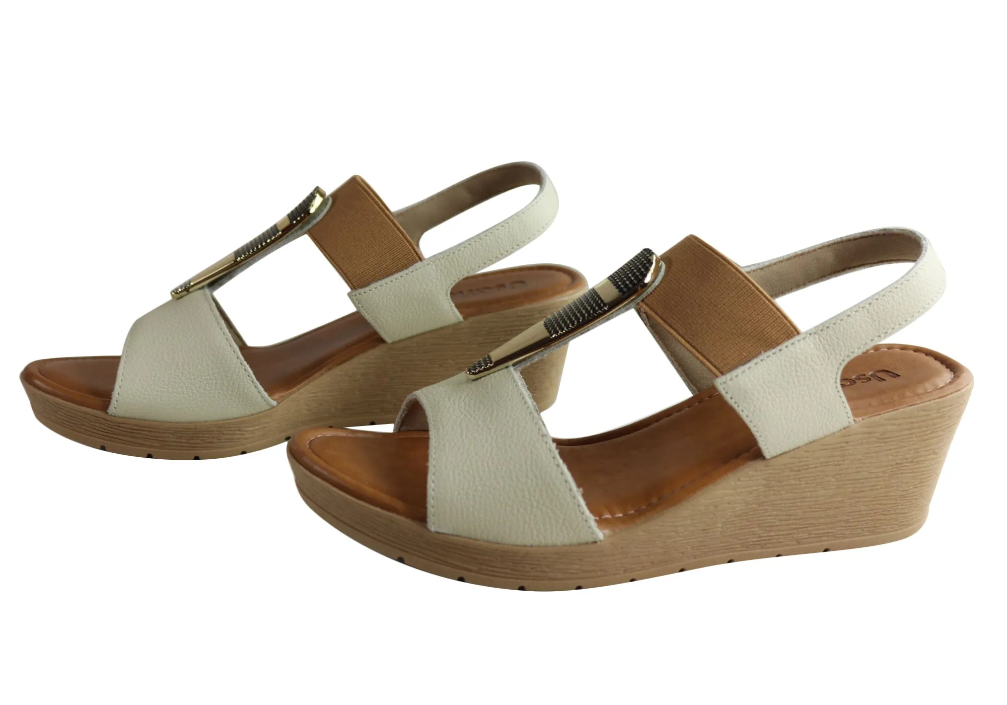 Sandales compensées confortables pour femmes Usaflex Analise avec coussin, fabriquées au Brésil, chaussures Usaflex