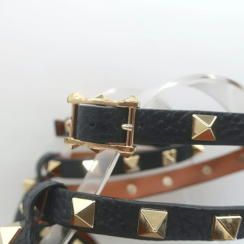 Escarpins Valentino Rockstud à semelle compensée espadrille en cuir grainé noir taille 41
