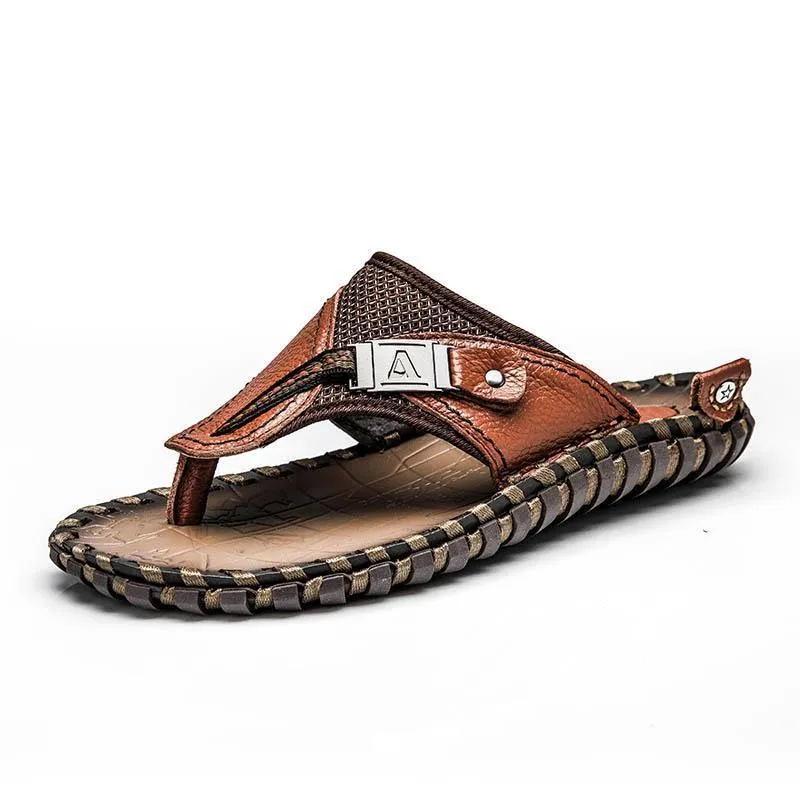 West Louis™ Pantoufles en Cuir Véritable de Vache Faites à la Main