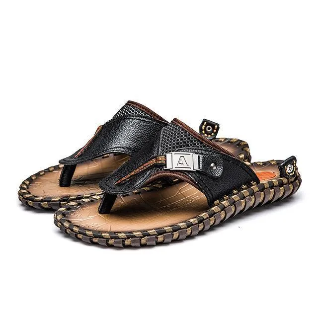 West Louis™ Pantoufles en Cuir Véritable de Vache Faites à la Main
