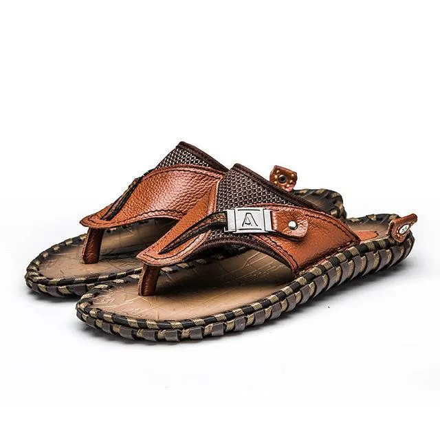 West Louis™ Pantoufles en Cuir Véritable de Vache Faites à la Main