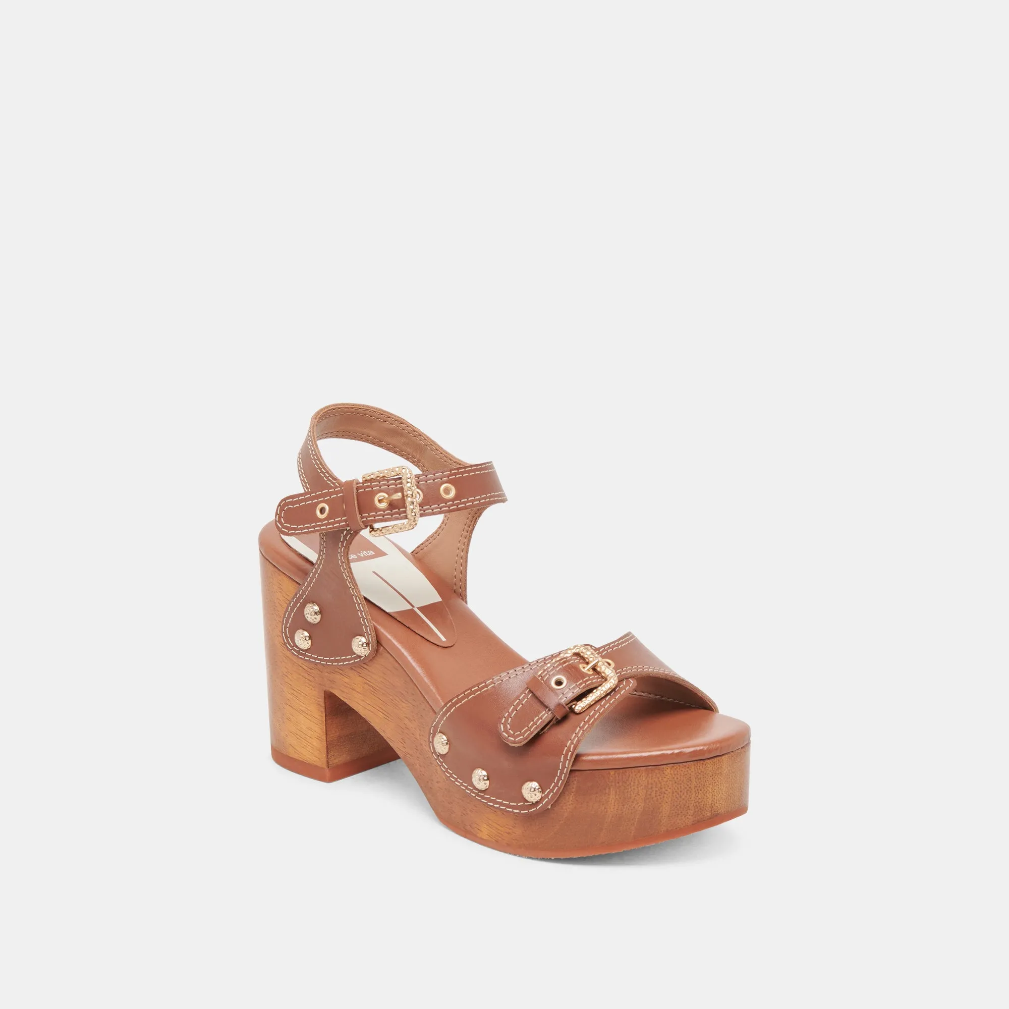 YANDY TALONS CUIR COGNAC