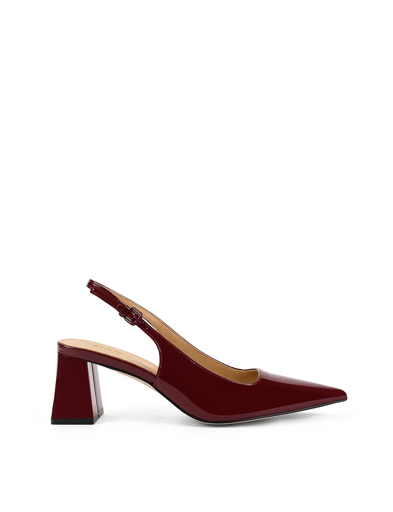Escarpins Yarra à bout pointu et à lanière - Cuir vernis rouge bordeaux