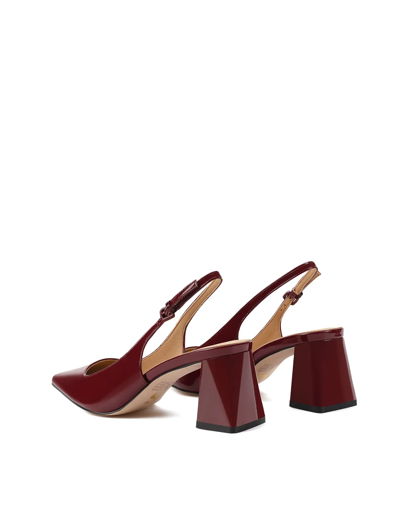 Escarpins Yarra à bout pointu et à lanière - Cuir vernis rouge bordeaux