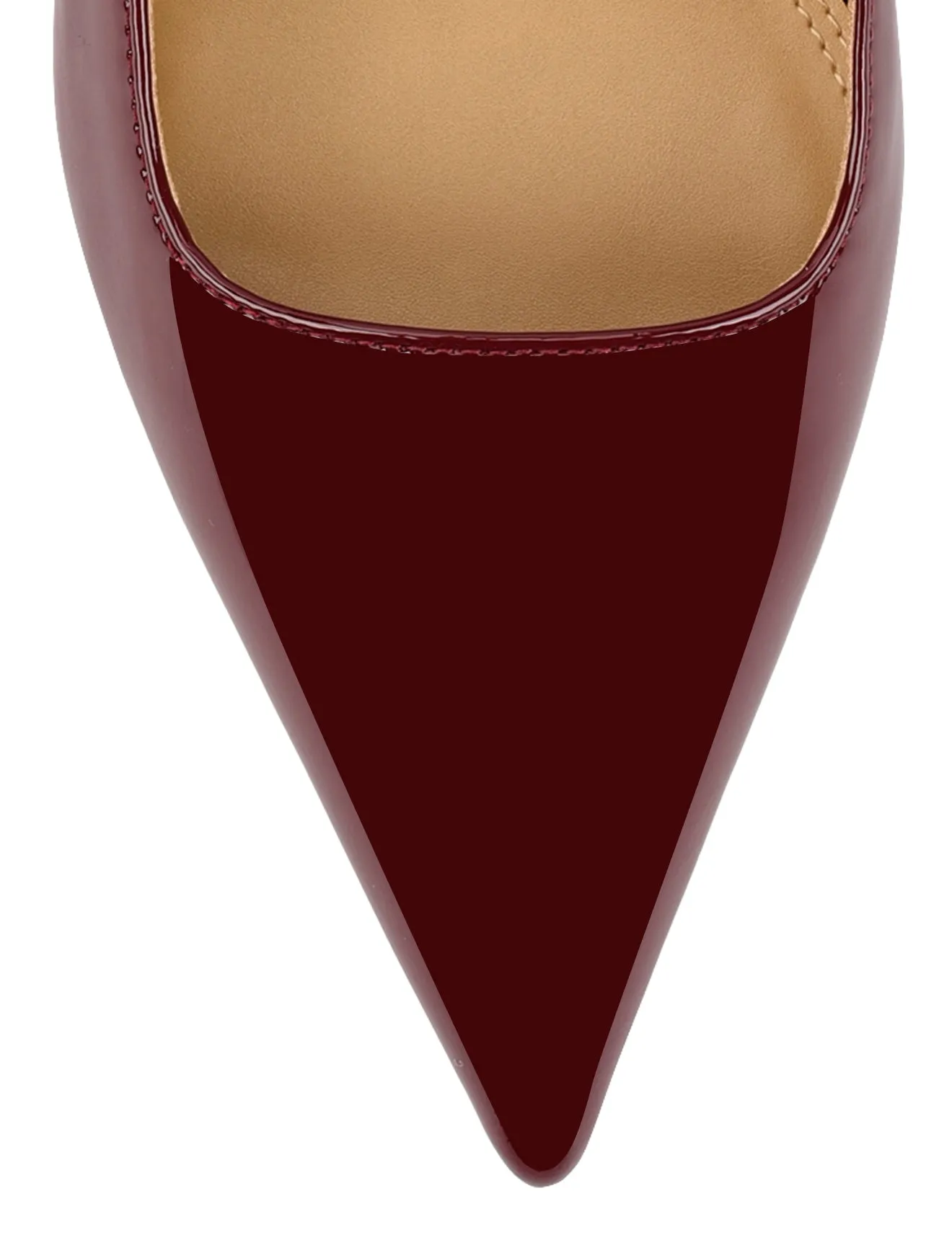 Escarpins Yarra à bout pointu et à lanière - Cuir vernis rouge bordeaux